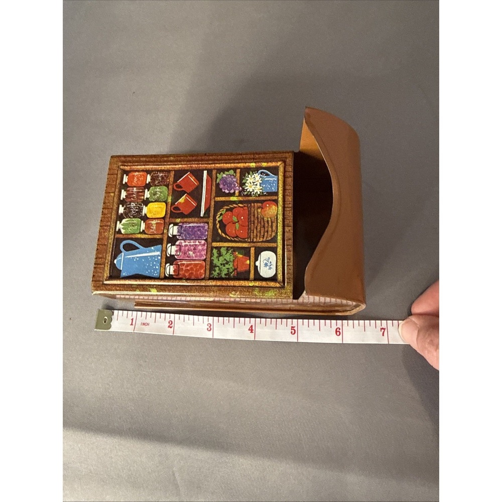 Vintage Hallmark Matchbox Holder Wall Mount 1970's Coffee Veggie Floral Brown - Picture 7 of 8